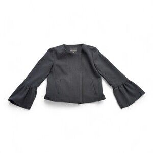 Banana Republic Black Cropped Ruffle-Sleeve Blazer Sz 4